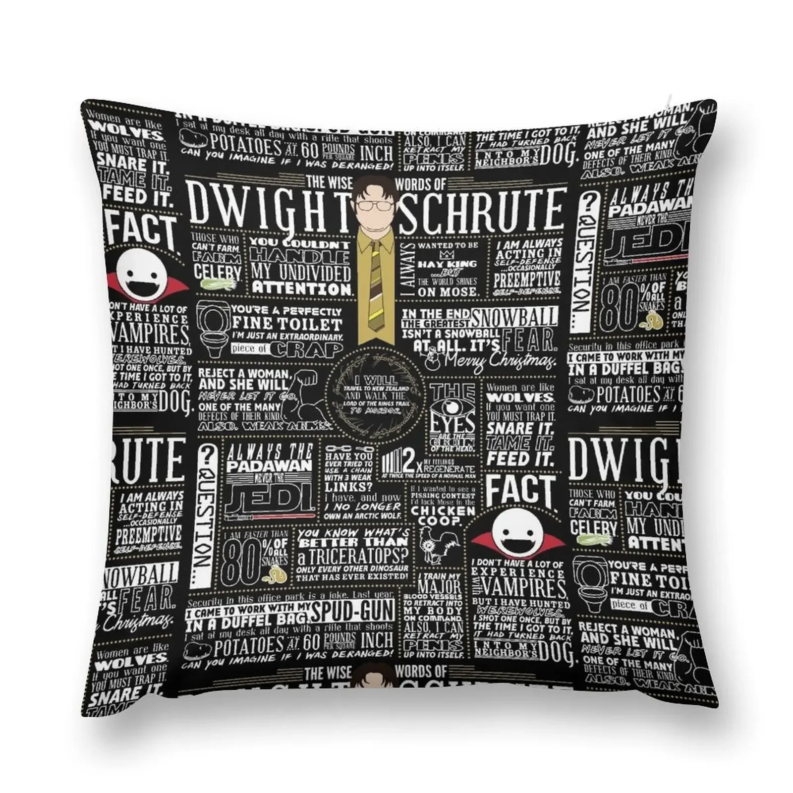 The Wise Words of Dwight Schrute (Dark Tee) Throw Pillow Decorative Cushion pillow cover christmas pillow