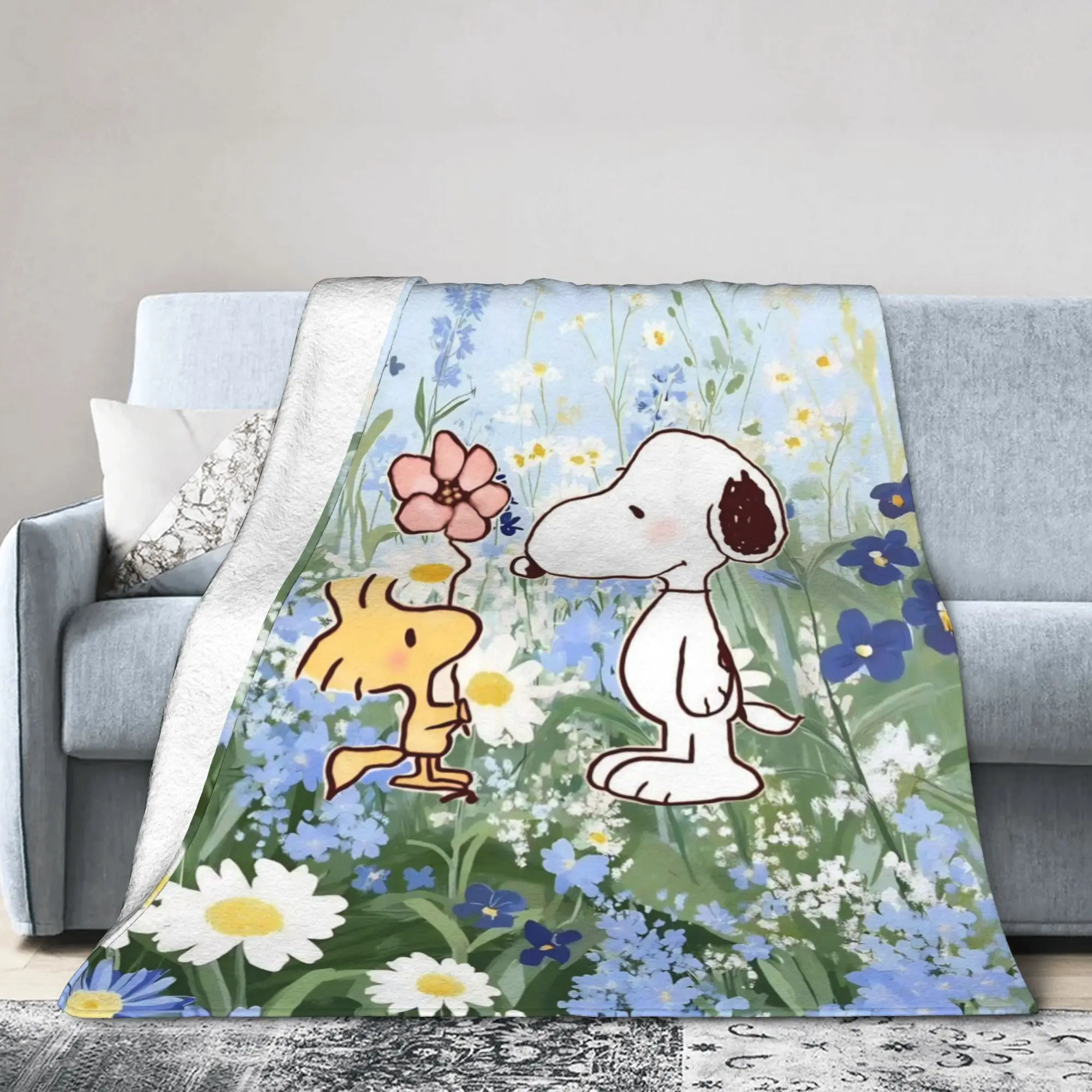 Cartoon Cute S-Snoopys Blankets  Flannel Novelty Warm Throw Blankets for Home Restaurant Summer