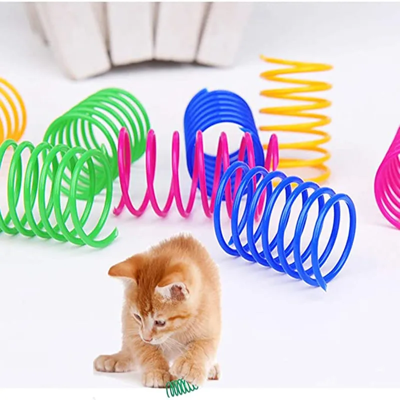 8/12/16/20Pcs Interactive Cat Toy Cat Spring Toys for Cat Kitten Cat Funny Toys Colorful Coil Spiral Springs Pet Accessories Set