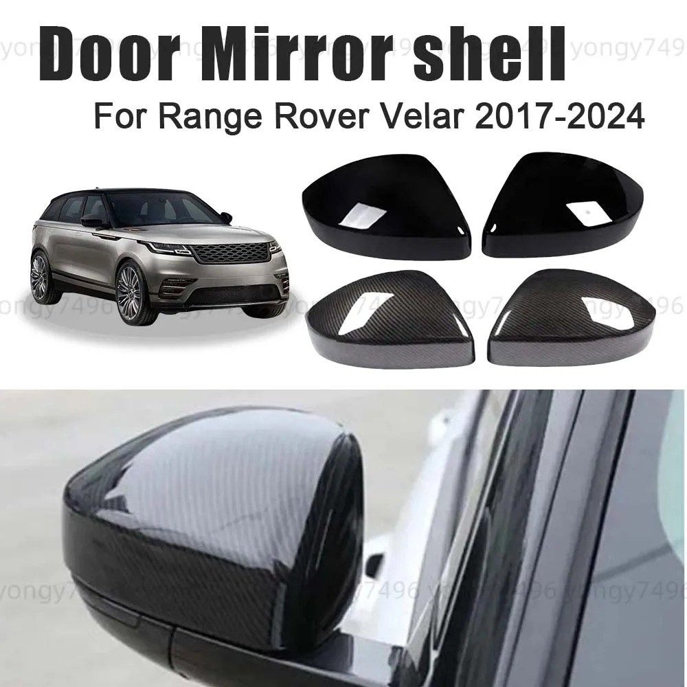 Car Upgrade Carbon Fiber Glossy Black Door Mirror Shell For Range Rover Velar 2017 2018 2019 2020 2021 2022 2023 2024 Styling