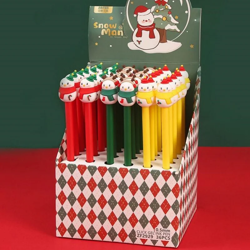 36-pz-lotto-kawaii-pupazzo-di-neve-di-natale-penna-gel-carino-05mm-inchiostro-nero-penne-firma-regalo-promozionale-materiale-scolastico