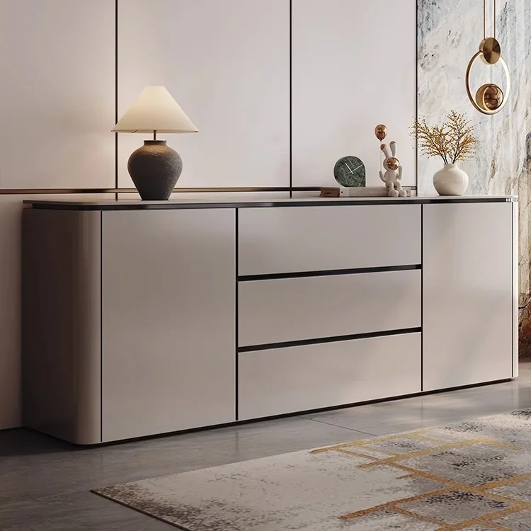 

Italian light luxury dining side cabinet, modern simple solid wood porch cabinet, living room wall storage cabinet, bedroom