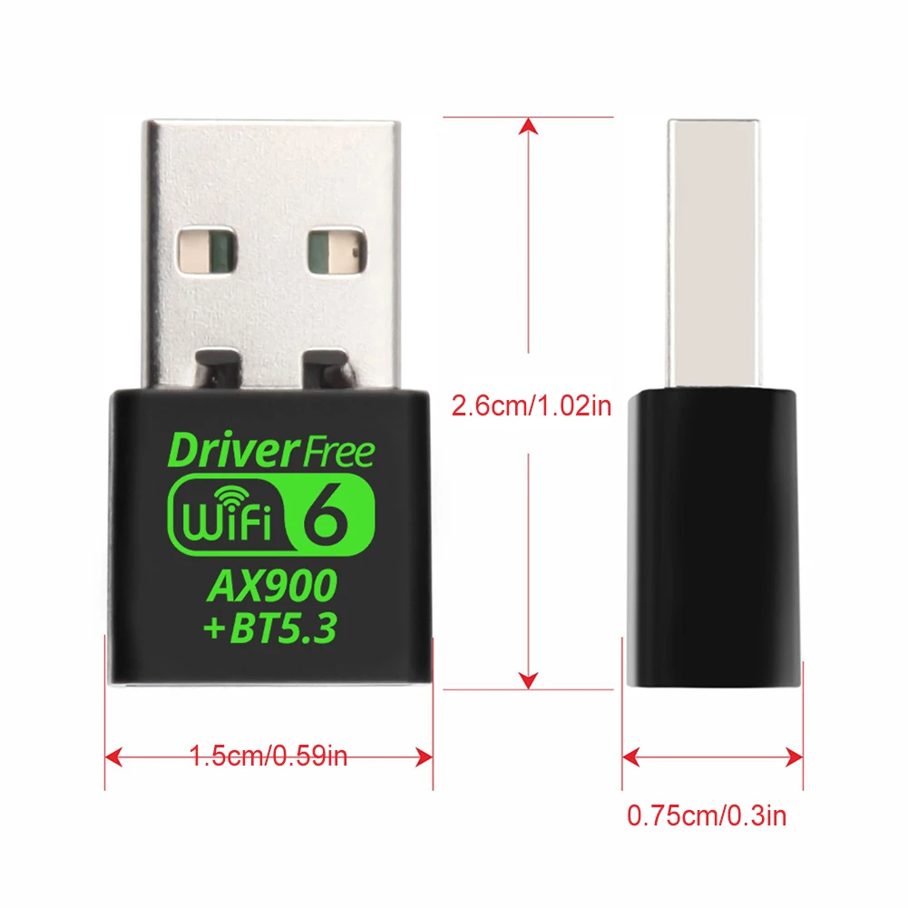 USB WiFi 6 بلوتوث متوافق 5.3 محول بطاقة الشبكة اللاسلكية 900Mbps ثنائي النطاق 2.4/5.8 جيجا هرتز سائق مجاني للكمبيوتر/الكمبيوتر المحمول/سطح المكتب