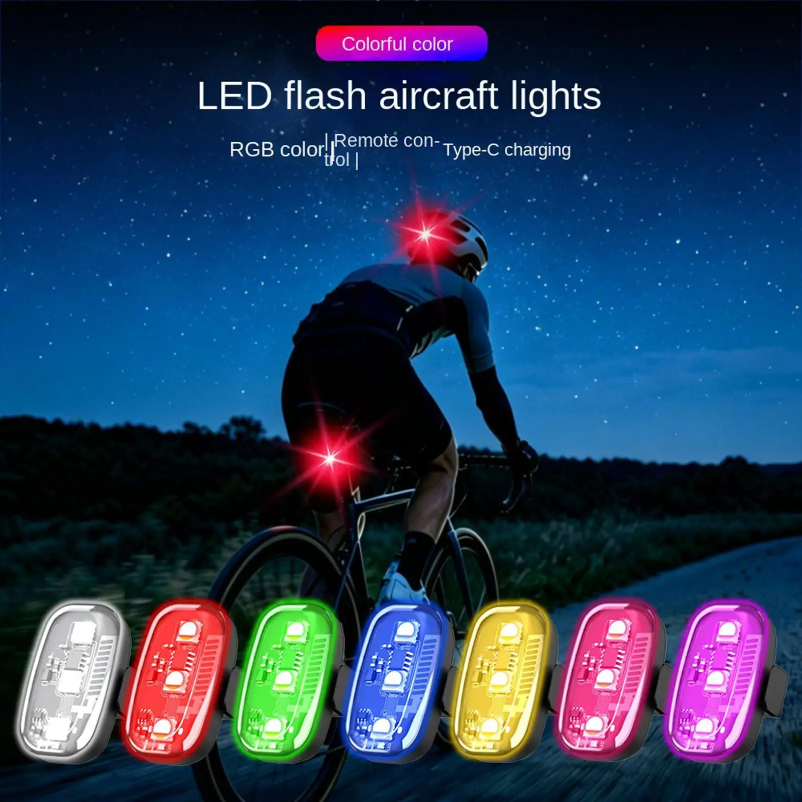 Led Lights For Ebikes 7 RGB Colors Waterproof Warning With Remote Control Drone Anti Collision Lights For Motorcycle Bike Drone