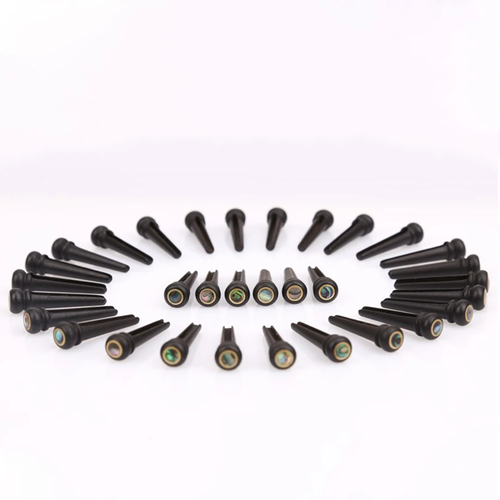 Enhance Your Acoustic Guitar Performance with 6Pcs Ebony Bridge Pins Featuring Brass Circle and Dot Head Design