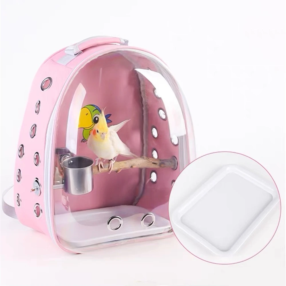 

Bird Carrier Bird Cage with Prech Feeder & Tray for Parakeet Cockatiel Parrot Bunny Travel Acrylic Portable Pet Backpack Bag