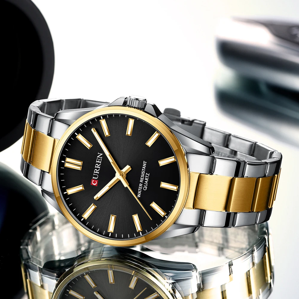 CURREN 9090 Man Clock relogio masculino reloj hombre Fashion Stainless Steel Watch Calendar Quartz Wrist Business couple watches