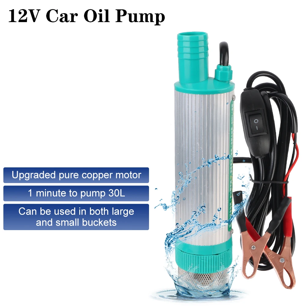 Mini Car Electric DC Refueling Pump For Pumping Diesel Oil Water Submersible 30L/min Fuel Transfer Aluminum Alloy Shell 12V