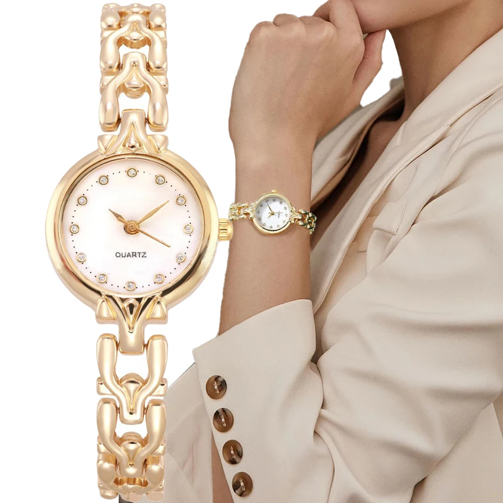 Relógio feminino Novo 2023 Relógio de Quartzo de Marca de Luxo Senhoras Diamante Conjunto Aço Inoxidável Pulseira Relógio Vestido Relógios Compactos