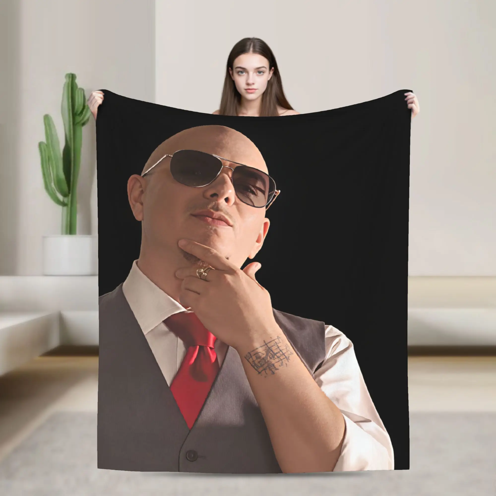 Pitbull Mr Worldwide Tour Soft Warm Blankets  Students Plush Bedding Throws Funny Home Decor Flannel Bedspread Sofa Bed Cover