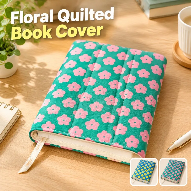Ins Spring Summer Versatile Floral Book Sleeve A5 Polyester Quilted Journal Fabric Book Cover Notebook Storage Protector Cute