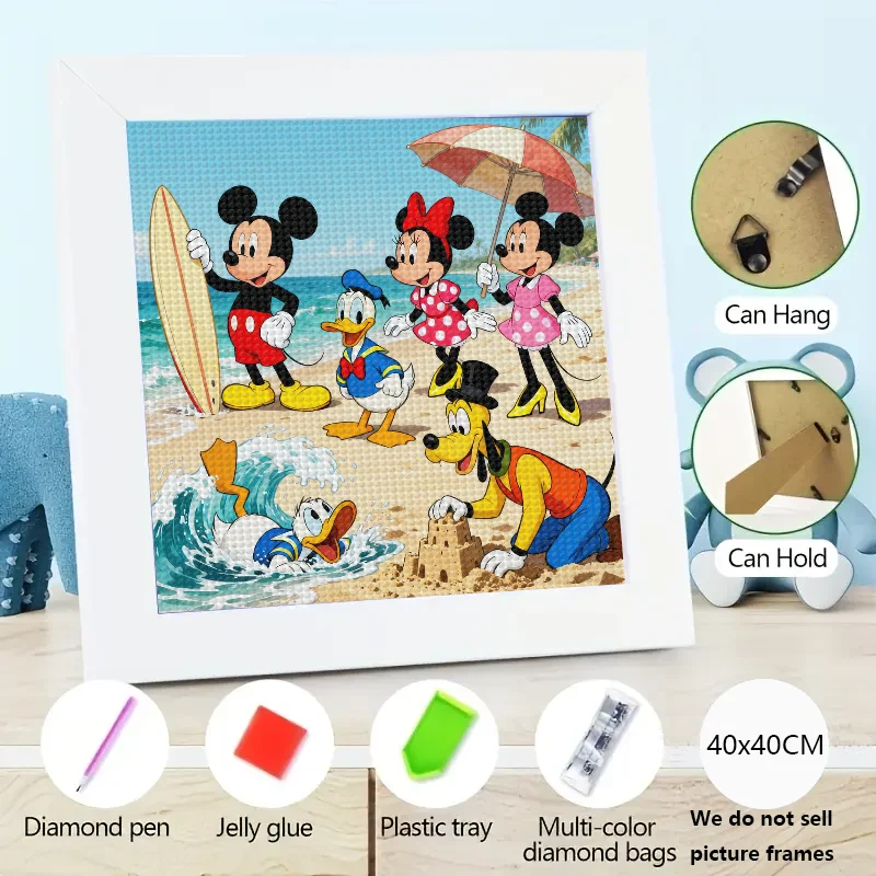

1 шт. 5D полный дрель комплект алмазной живописи, Микки Маус Диснея, Минни Маус, Дональд Дак, Гуфи Плутон, пляжная забавная сцена, сделай сам, горный хрусталь