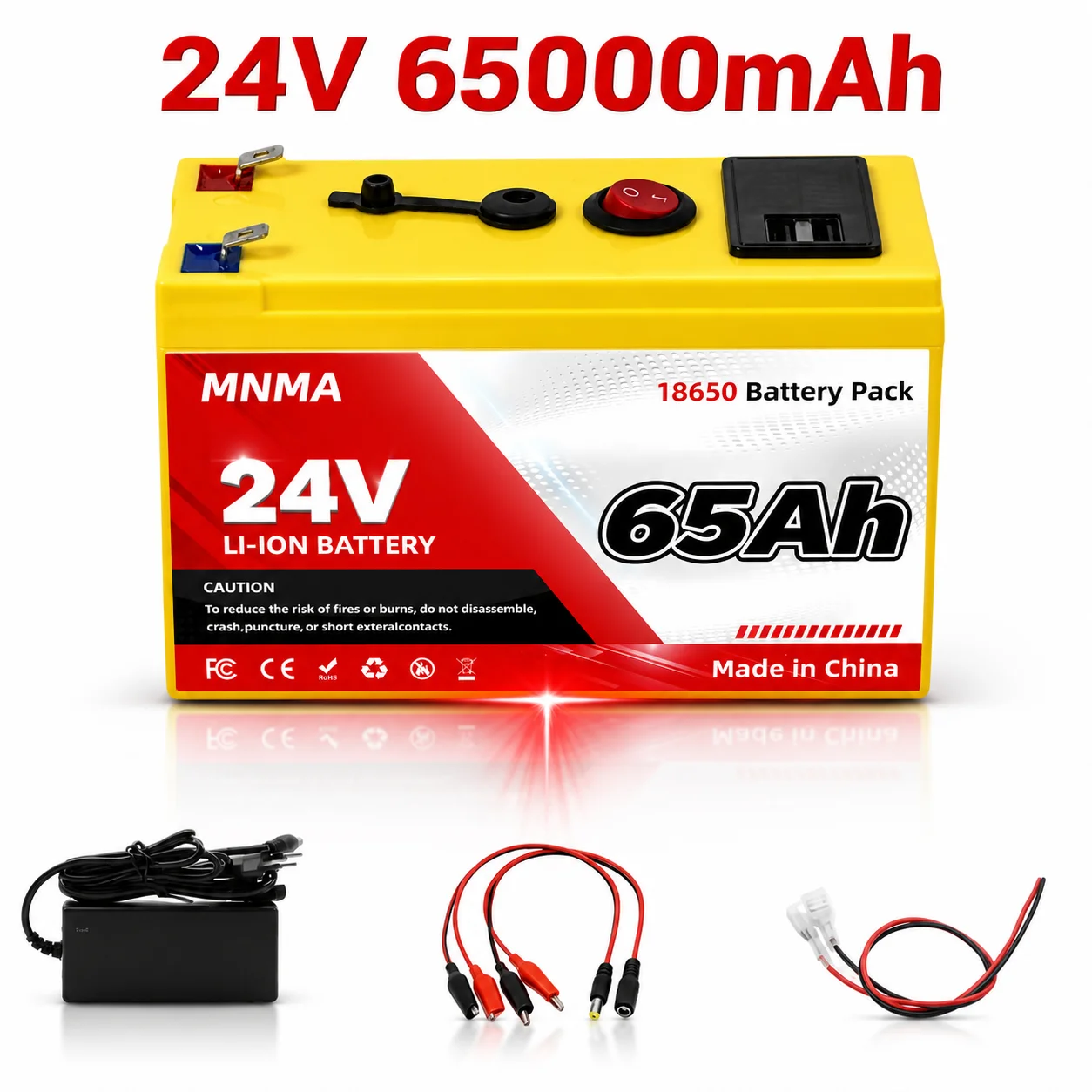 65AH LiFePO4 24V Built-in BMS Lithium Battery Rechargeable Lithium Battery Pack For RV EU fast delivery Battery with charger