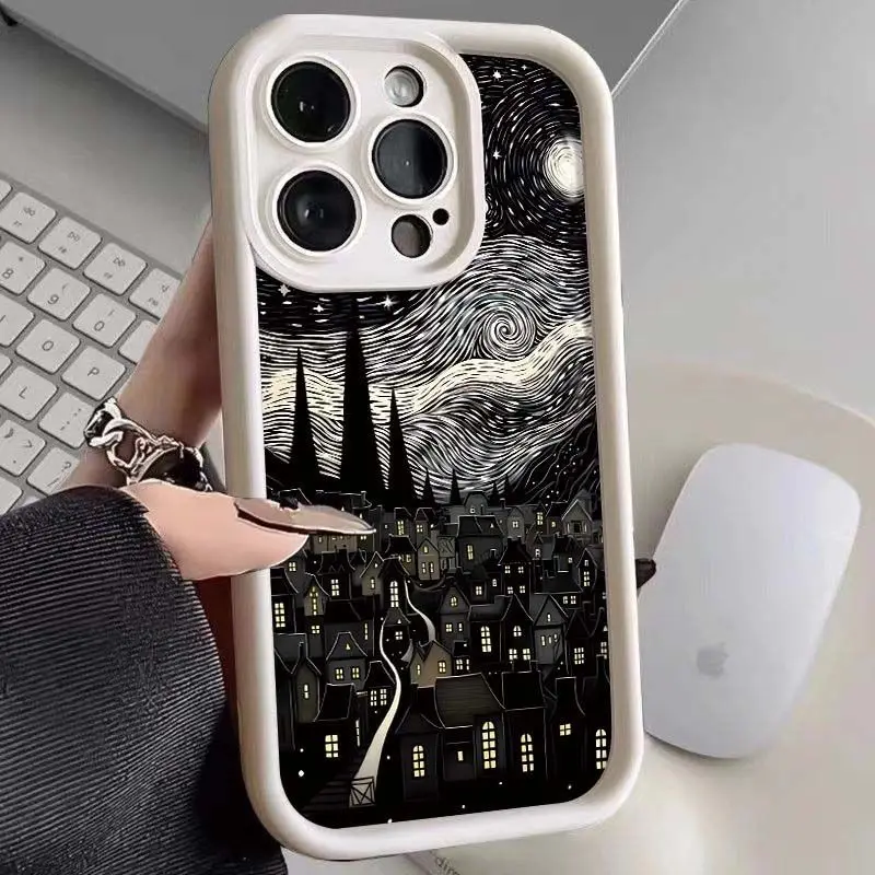 Luxury City Starry Sky Phone Case for Samsung S25 S24 S23 S22 S21 S20 Note 20 FE Plus Ultra 4G 5G Soft Silicone TPU Cover