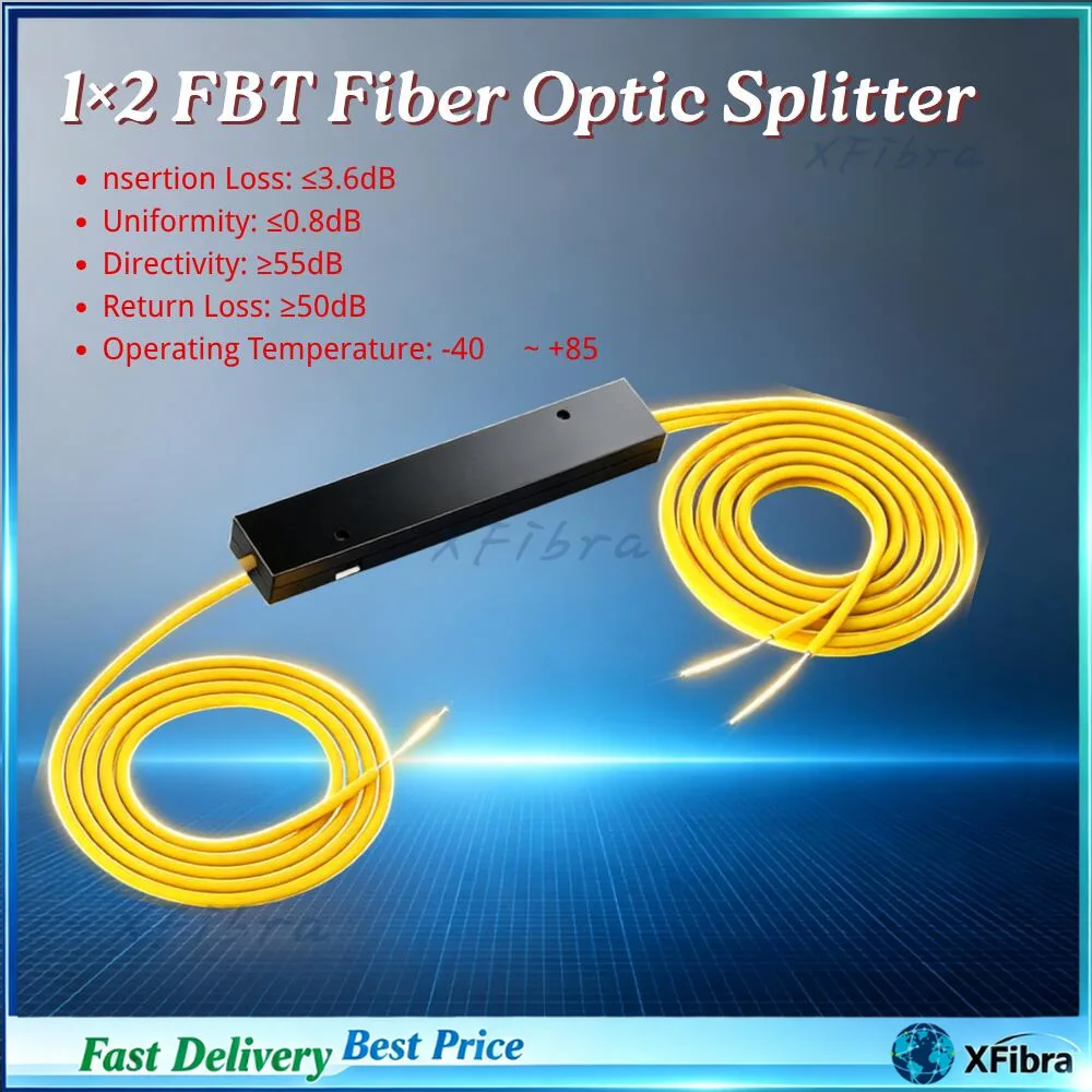 1x2 PLC ABS Fiber Optic Splitter Bare Fiber No Connector Single Mode Optical Coupler 1310/1550nm ABS Box FTTH Network