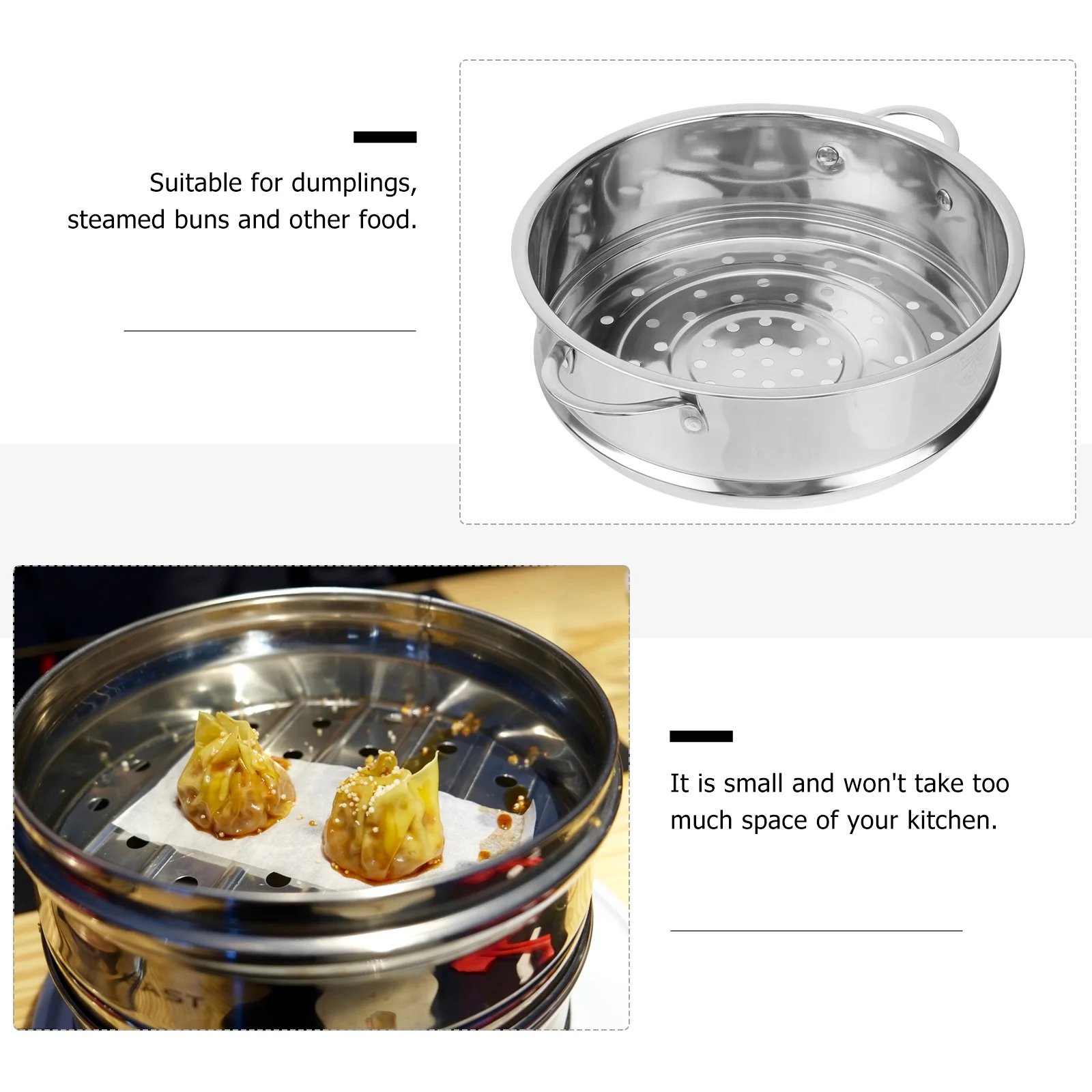 16 Cm Kitchen Steamer Food Basket Handle Bun Pans Rack Stainless Steel Cookware Grid Baby