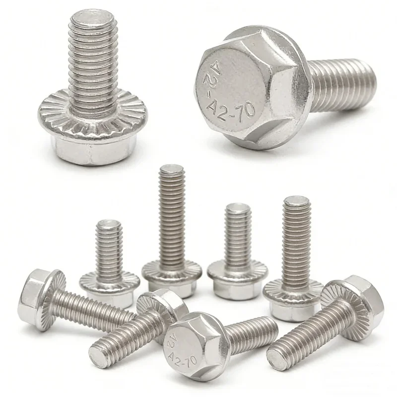 304/316 Stainless Steel Flange Hexagon Screws M4 M5 M6 M8-m12 Metric Thread Gb5787 Hexagon With Serrated Flange Cap Screw