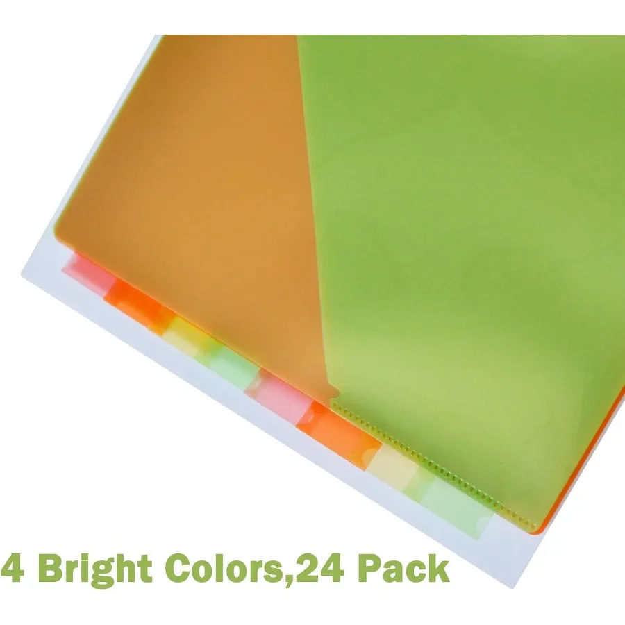 24 Count Divide with Two Pockets Plastic 8 Insertable tabs Divide for 3 Ring Binder Organizer Binder Pockets for Letter Size Pa