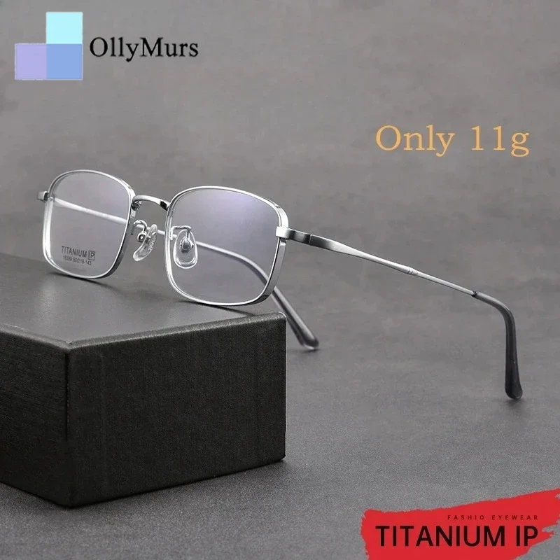 

OLLYMURS Ultra-light Business Square Glasses Prescriptions Frame Men Retro Pure Titanium Eyeglasses Luxury Optical Spectacles