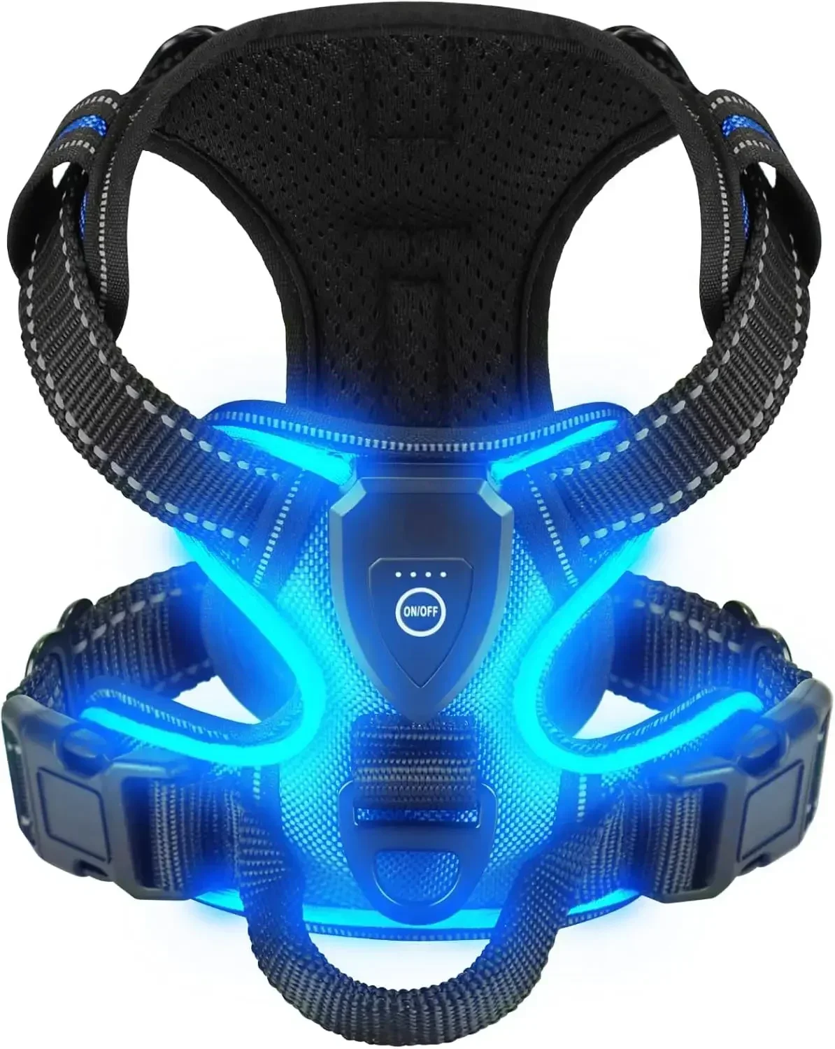 

New LED Light Up Dog Harness No Pull Adjustable Rechargeable Pet Vest Harness Small Medium Large Dogs Outdoor Pet Supplies