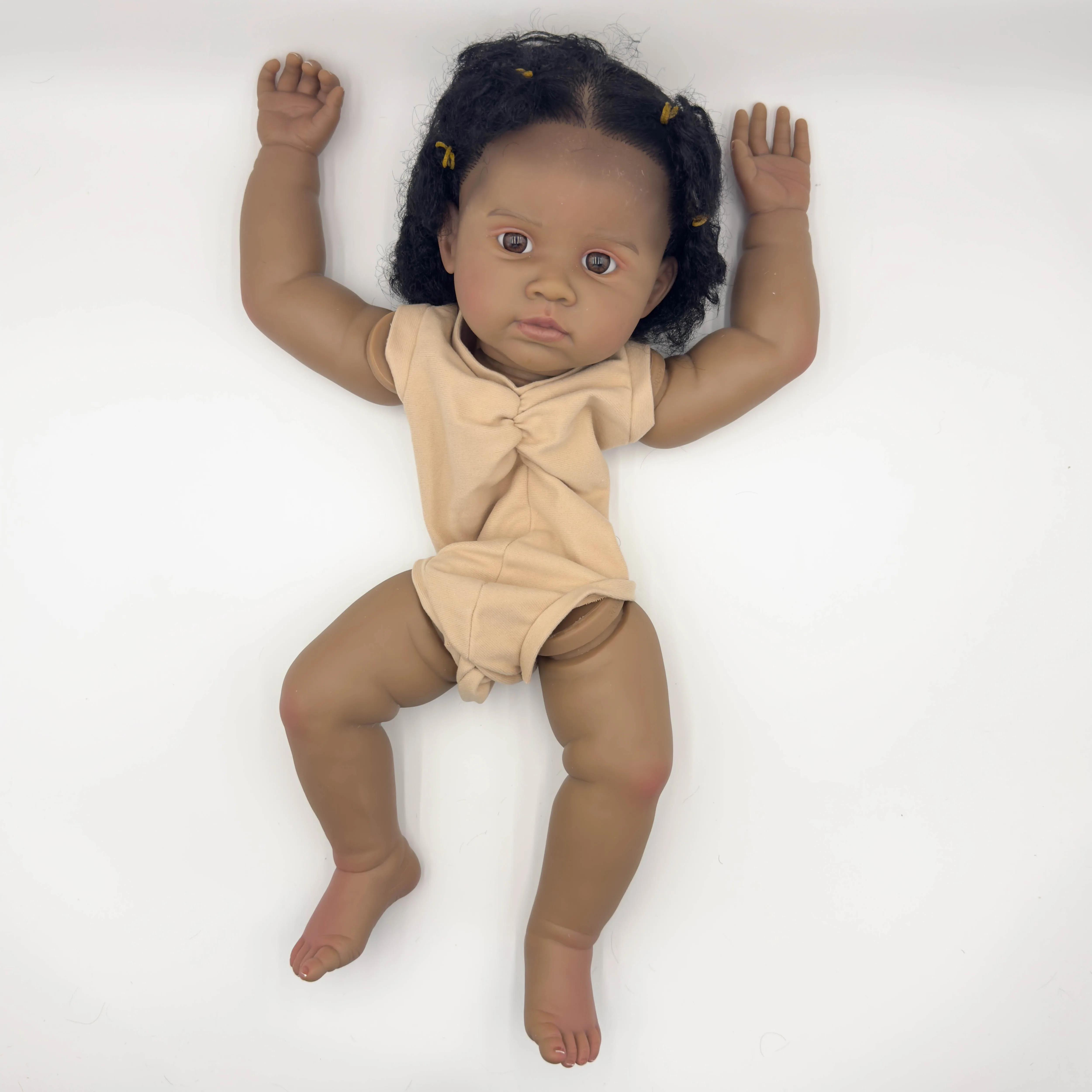 NPK 22inch Dark Skin Reuben Reborn Doll kit Newborn Baby Doll Has painted Doll kit Unfinished Doll parts