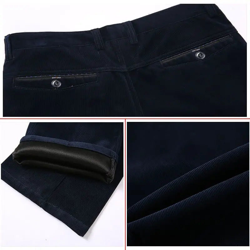 Pantalones rectos de PANA con cremallera para hombre, ropa informal holgada de cintura alta con botones Vintage, forro polar que combina con todo,