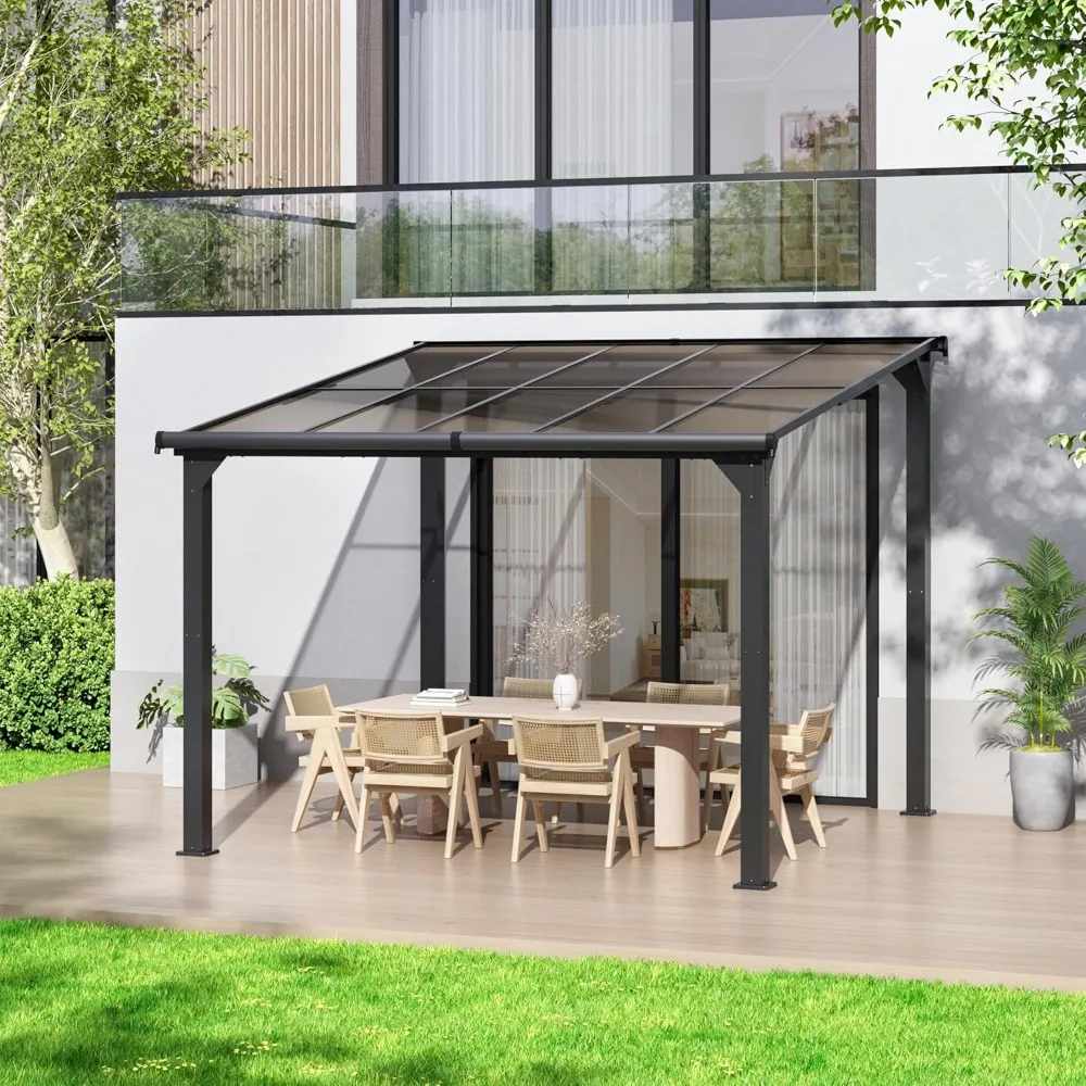 

Outdoor Gazebo, Awnings for Patios Decks Backyards with Sunlight Panels, Top Lean to Pergola, Heavy-Duty Metal Sunroom