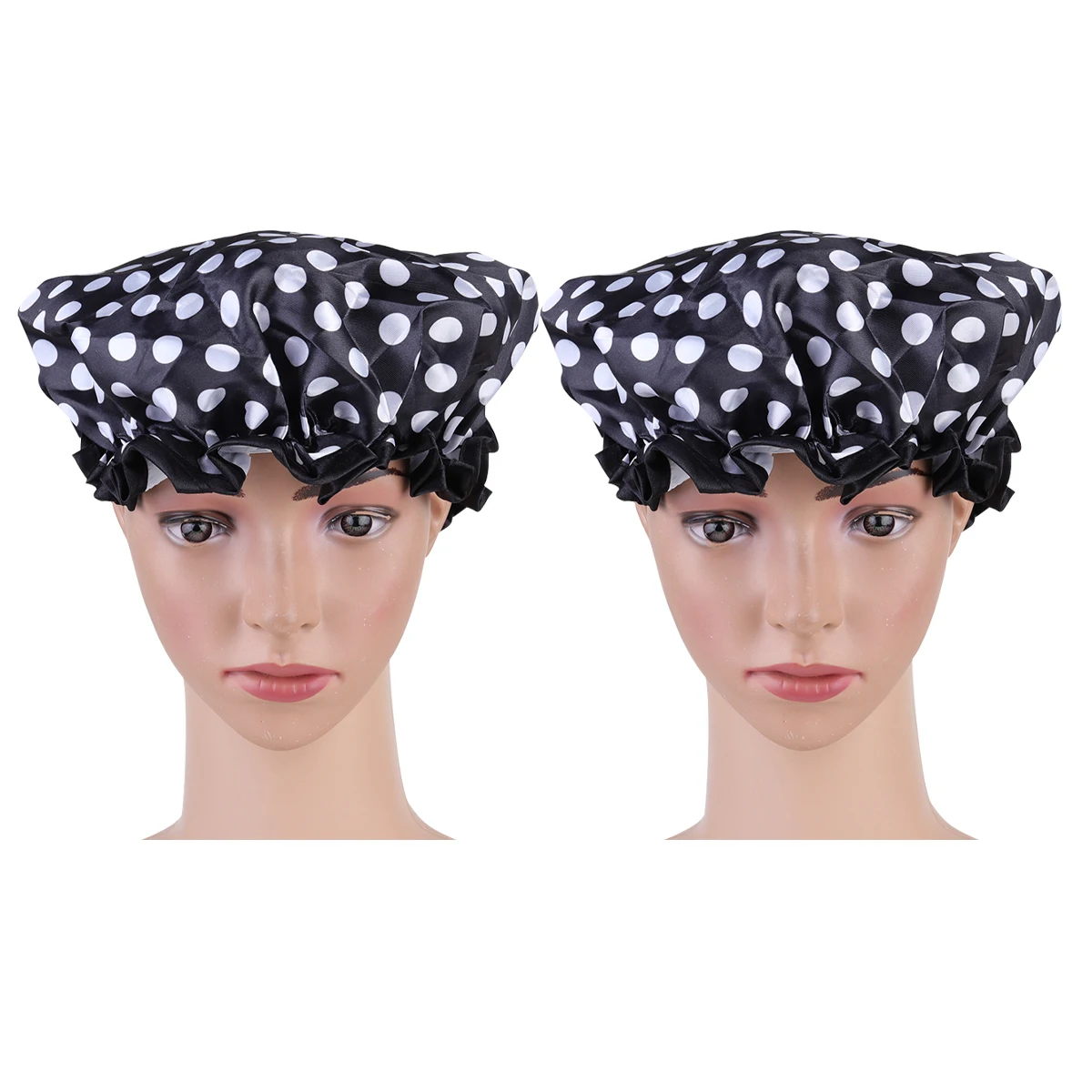 

2 Pcs Waterproof Cap for Swimming Shower Caps Hair Protective Dot Bathroom Accessories Miss