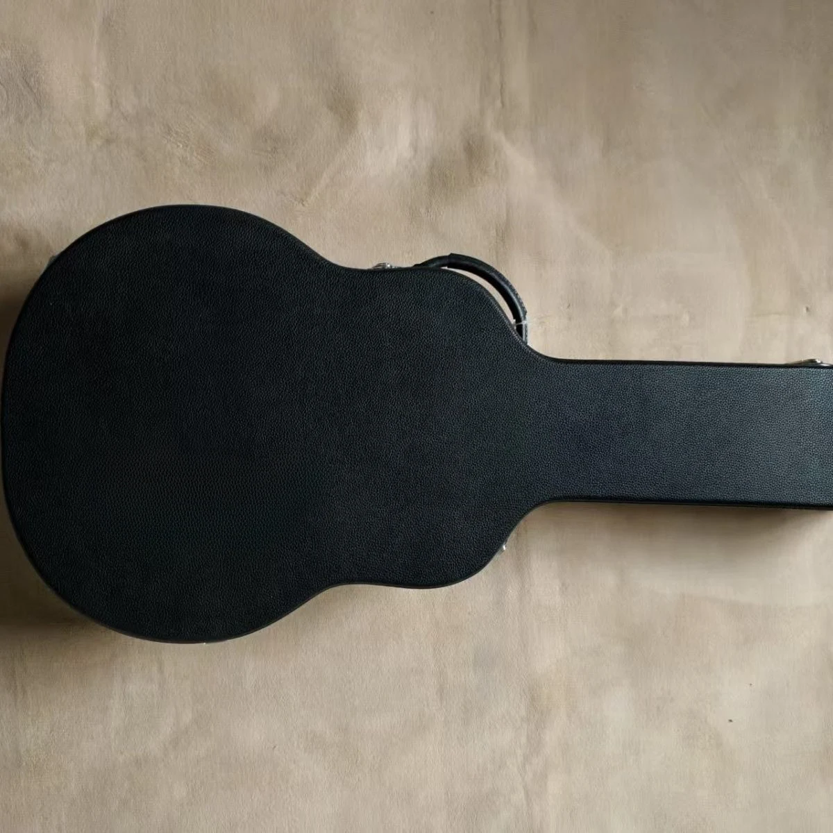 42 Inch Acoustic Guitar Hard Case Black PU Leather Protective Carrying Case with Red Plush Lining for EPI Style Guitars