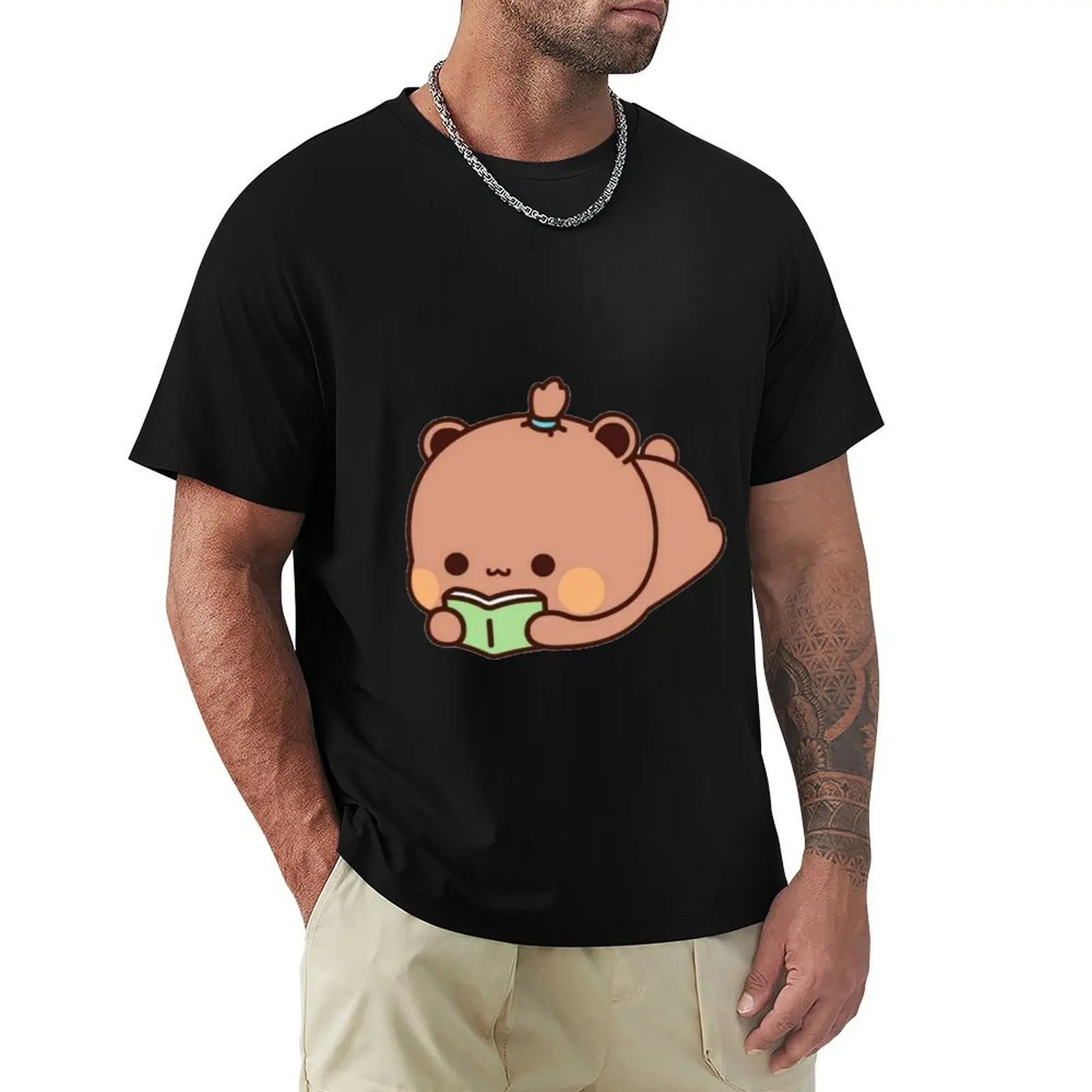 

Bubu & Dudu Panda Bears, Dudu is reading T-Shirt Plus Size Outdoor Casual Top