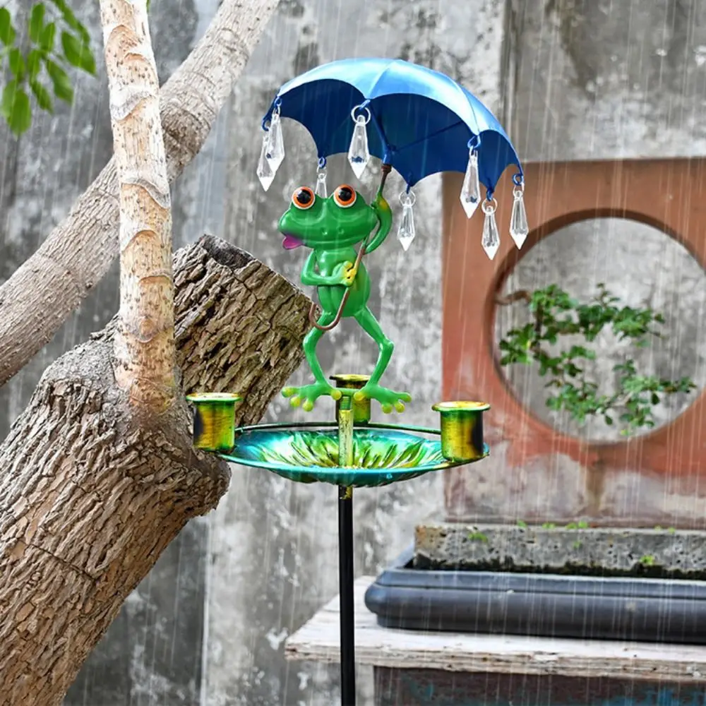 

Crafts Iron Frog Shaped Bird Feeder Cute Creative Bird Food Dispenser Durable Multi Functional Garden Floor Plug Drinking