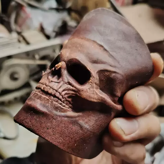 

10,5x6 см штамп для резьбы по коже с черепом, ручная работа, уникальный дизайн, штамп для тиснения кожи, форма для DIY, инструмент для рукоделия из кожи