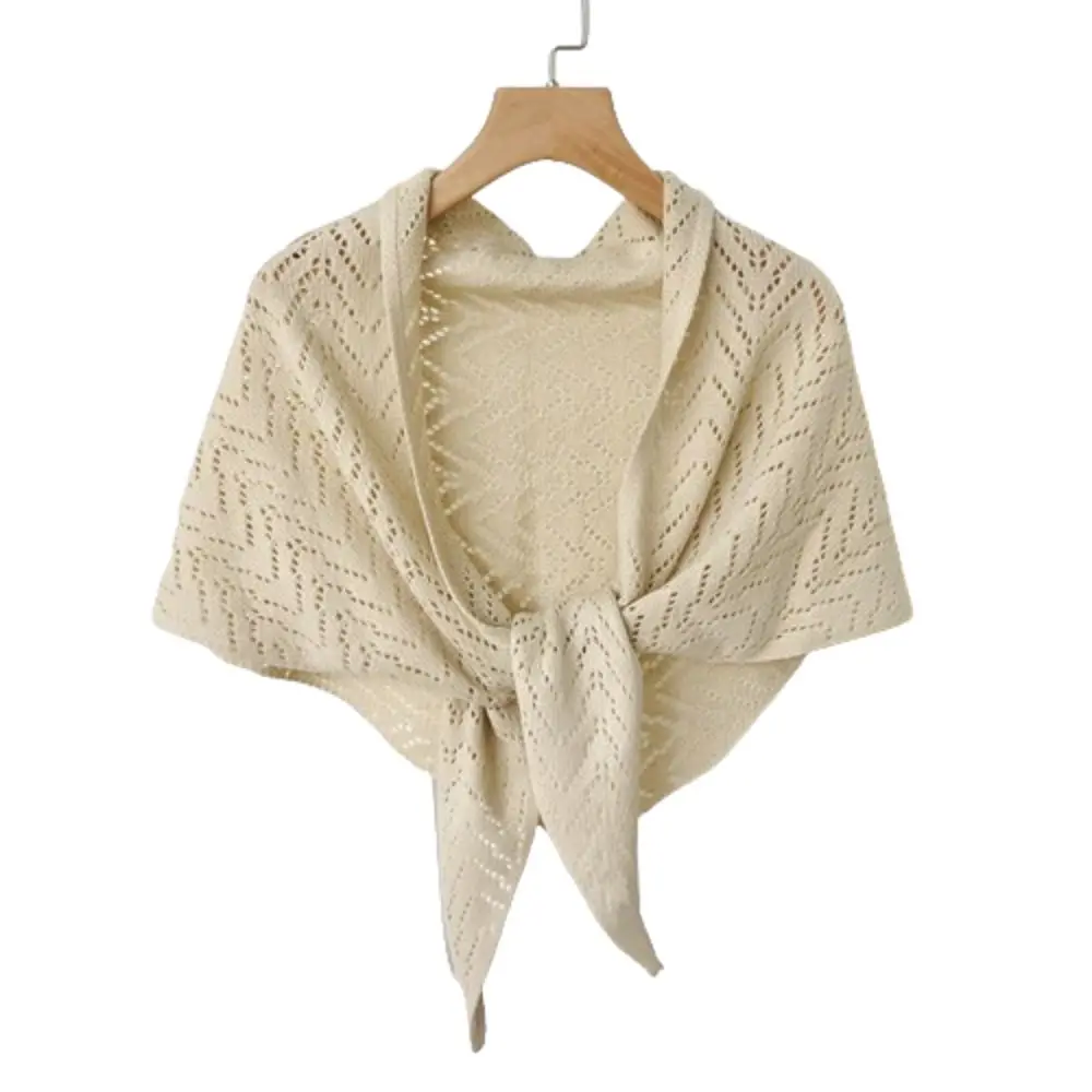 

Sweet Triangle Shape Striped Cutout Cape Terylene Korean Style Sun Protection Cape Solid Color Elegant Shoulder Scarf Spring