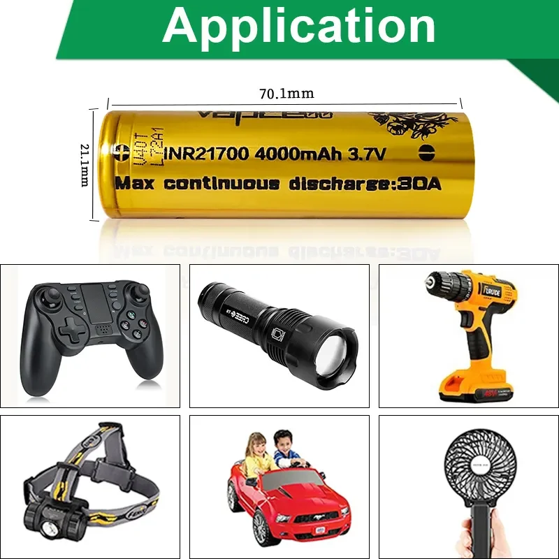 1-8 Uds Original Vapcell INR 21700 4000mAh 30A 3,7 V batería de litio de alta capacidad para linterna el mismo rendimiento que 40T