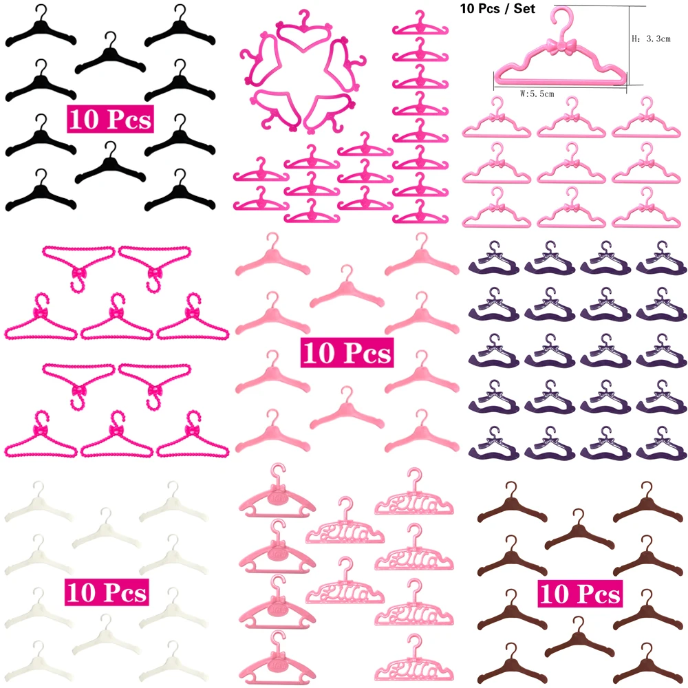 20 Pcs Mini Doll Plastic Pink Hangers Cute Coat Pants Clothes Holder For 1/6 Doll Hangers 1/6 Dolls Accessories Baby Toys