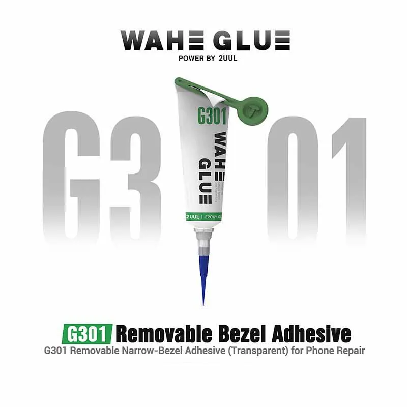 2UUL G301/G302 WAHE Removable Narrow Bezel Adhesive 50ml Transparent Black Glue for Phone Repair