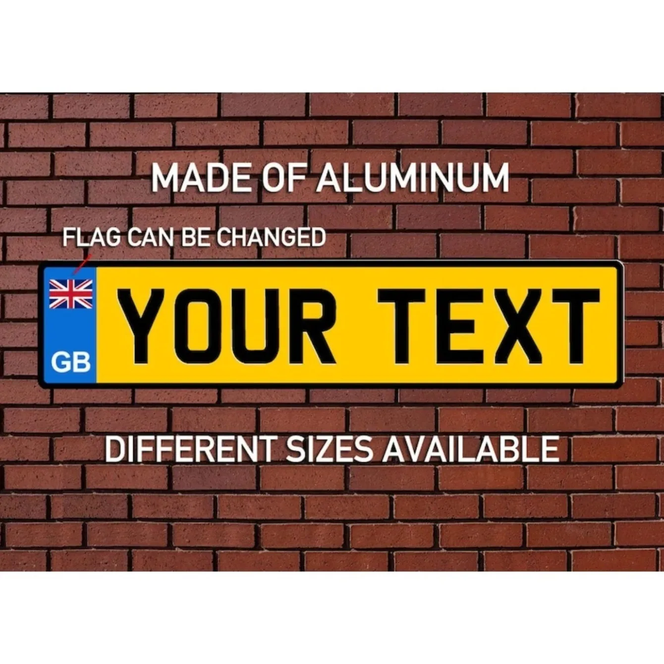 UK Personalised Number Plate (Custom Great Britain License Plate) - Aluminum Decor, Perfect for Garage Wall Accent/Man Cave.