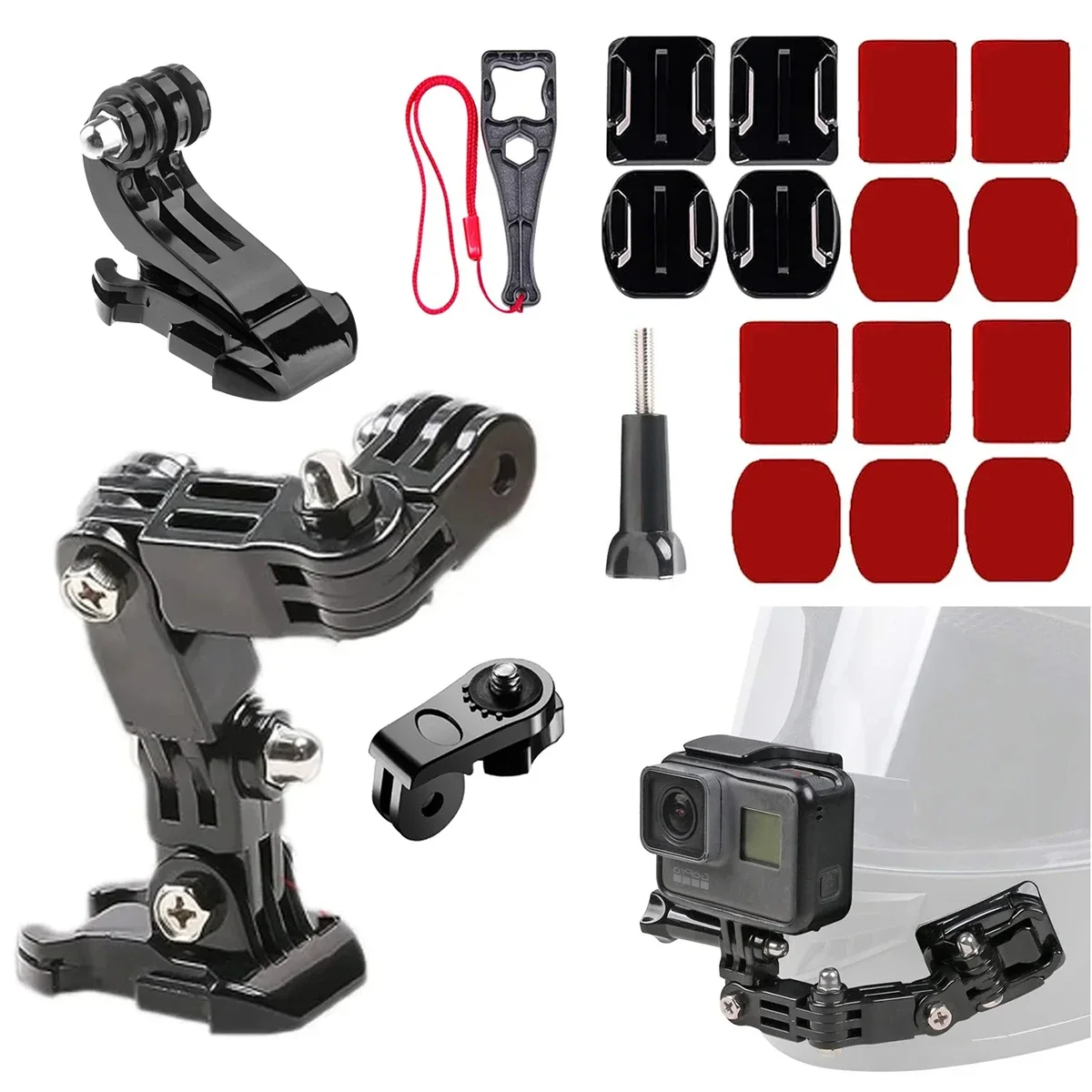 Sportkamera-Zubehörset für Gopro 12 11 10 Insta360 X3 X4 SJCAM zum Aufnehmen von Videos, universelles verstellbares Montageset