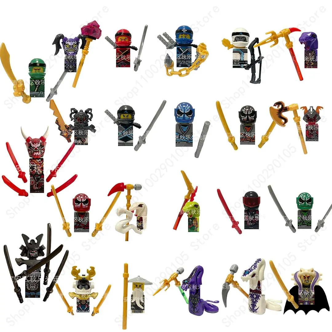 JR963 Mini Ninja dolls Bricks Figs Building Blocks Toys Jay Zane Kai Cole Skales Snakes Harumi Samurai Anime Movie Toys gifts