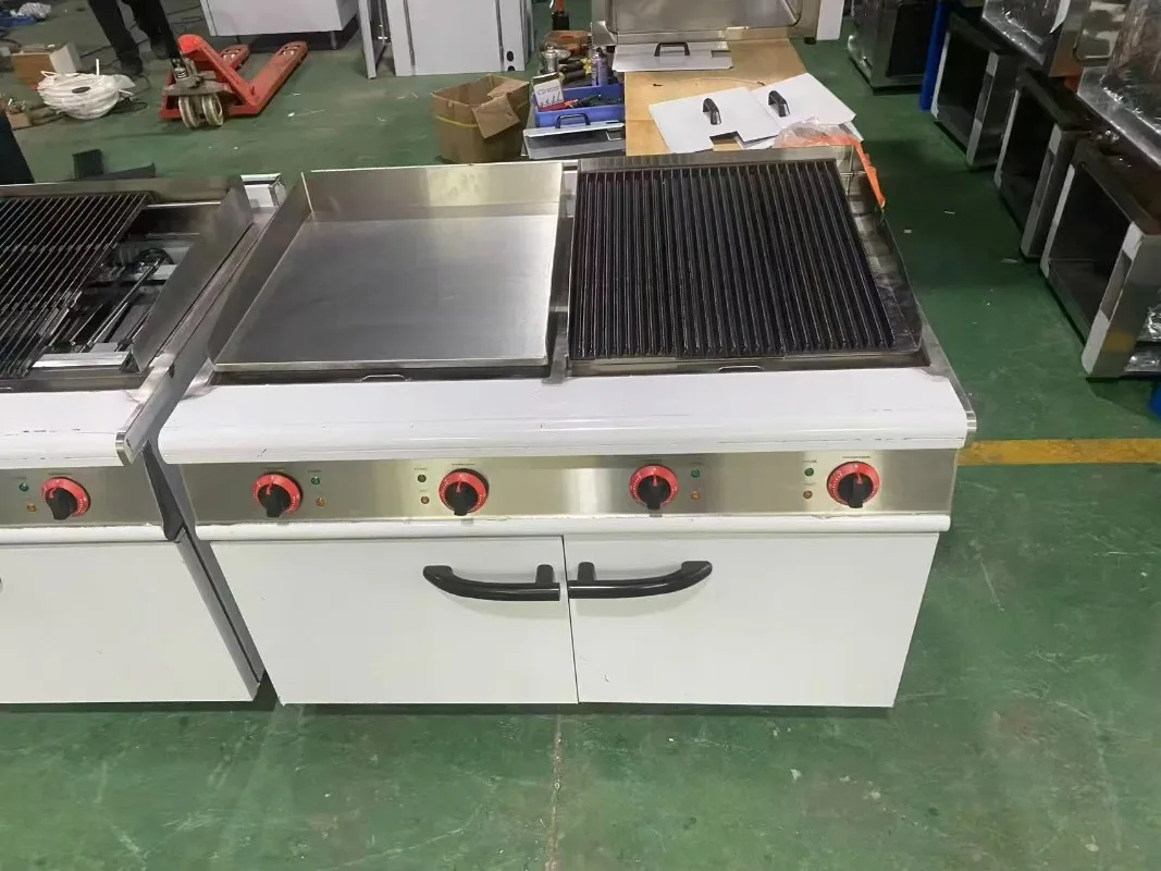 Free-standing hot plate Electric lava grill Pans with cabinets Commercial kitchen equipment