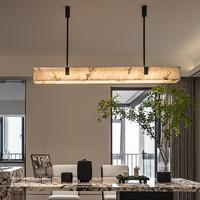 Modern Long Marble Chandelier For Dining Room Kitchen Table Luxury Copper Pendant Lamp Bronze Minimalist Hanging Light