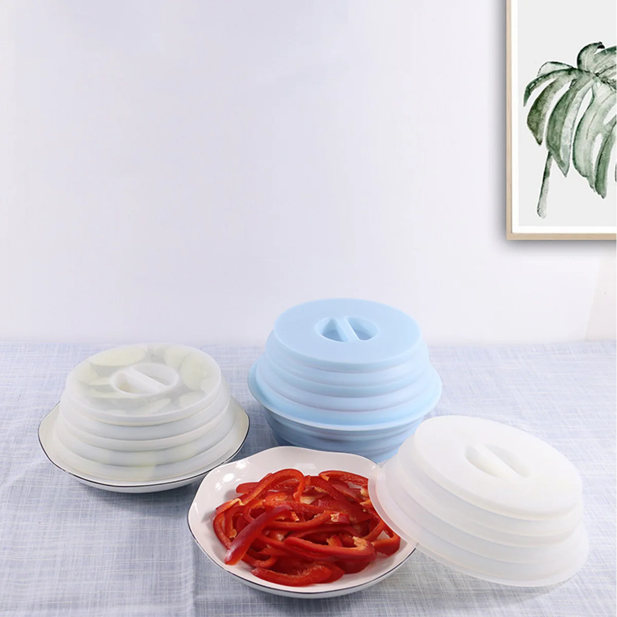 

1Pcs Food Silicone Preservation Cover Seal Lid Foldable Proof Food Fresh Cover Drain Basket for Fruits Vegetables