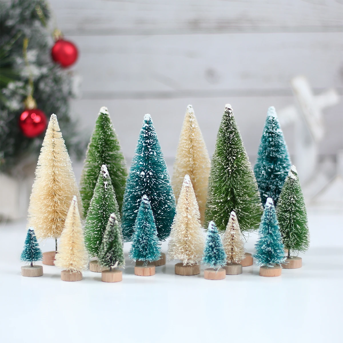 Artificial Mini Wooden Christmas Tree Ornament Christmas Decoration for Home 2024 Navidad Table decor Xmas Gift New Year 2025