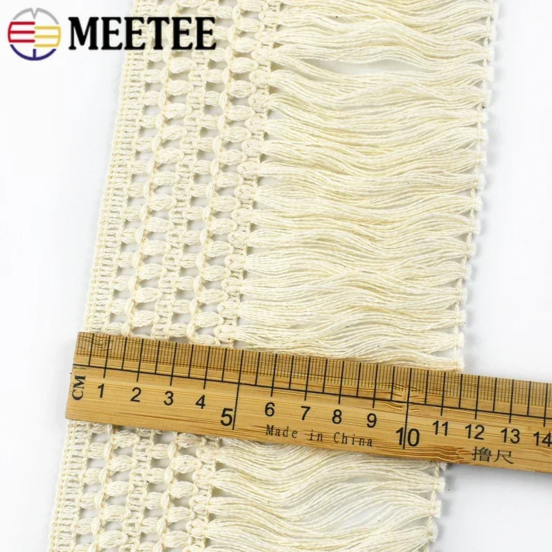 Meetee 3/5/10M 12cm Cotton Tassel Lace Fringe for Curtains Trim Sofa Laces Fabric Knot Tassels Decor Ribbon DIY Sewing Material