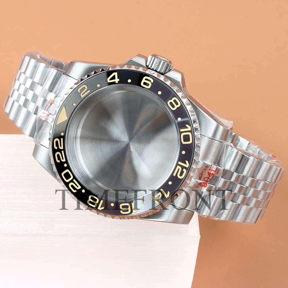 Fit Modified Seiko NH35 40MM Watch Case Classic 24 Hours Ceramic Bezel For GMT NH34 NH35 NH36 NH38 Movement 28.5mm Dial Jubilee image 3