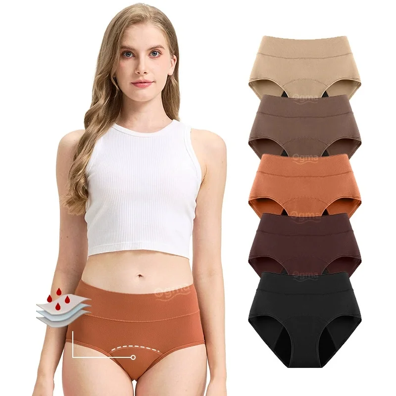 Women's 3-Layer Fast Absorption Mid Waist Period Panties Leakproof Breathable Underwear For Period Days image 2