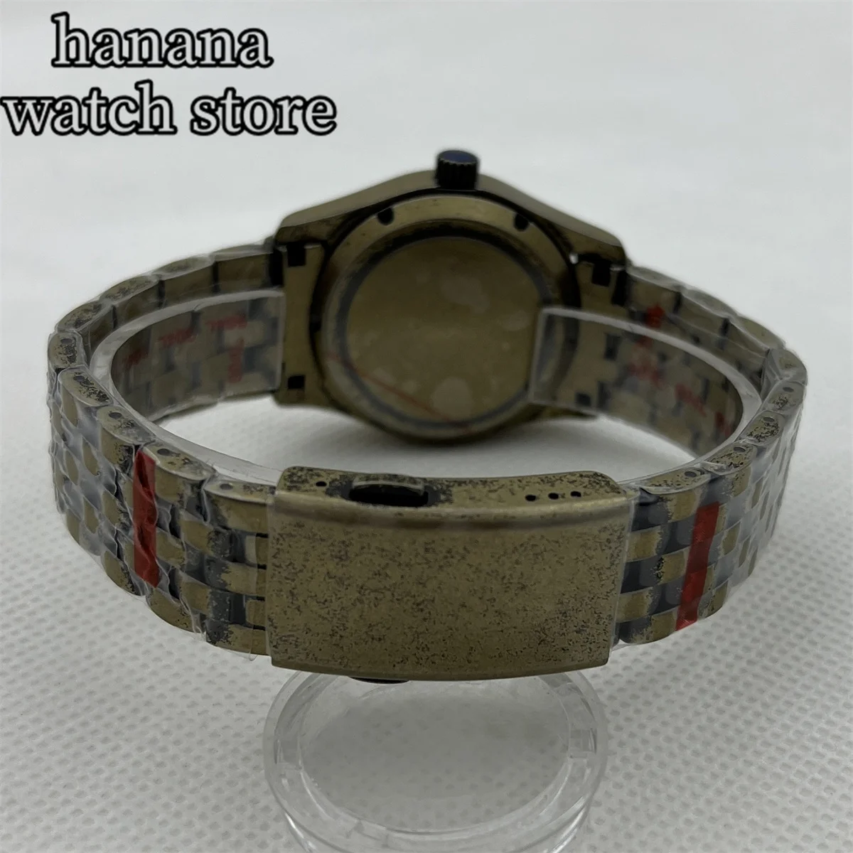 Bliger 36มม. 39มม. เคสกระจกไพลินโดมทองแดงเหมาะกับ NH34 NH35 36 ETA2824สร้อยข้อมือสแตนเลส PT5000