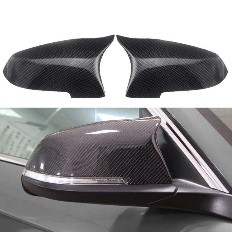 Car Exterior Rearview Side Mirror Covers Caps For Bmw 5 Series F10 F11 Lci 2014-2017 Replacement Carbon Fiber Gloss Black