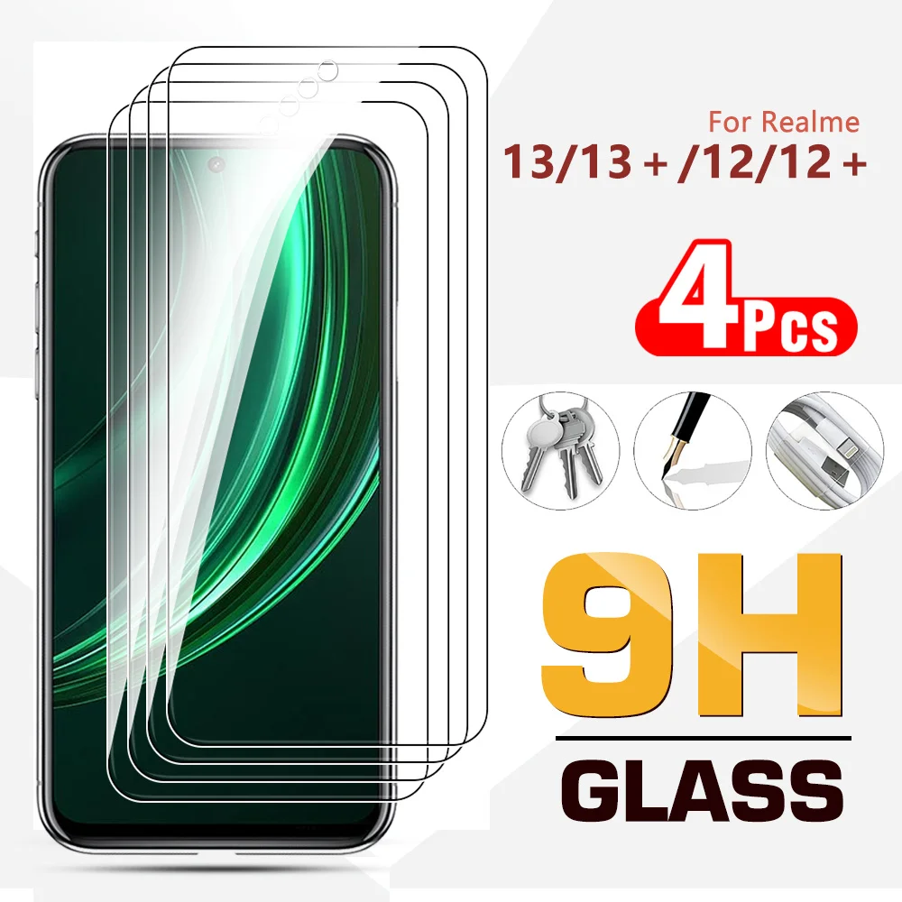 4pcs For Realme 13 Plus 13＋ 12 12＋12x 11 10 Pro 5G 4G Tempered film For Oppo Realme13 13Plus Screen protector Protective Glass