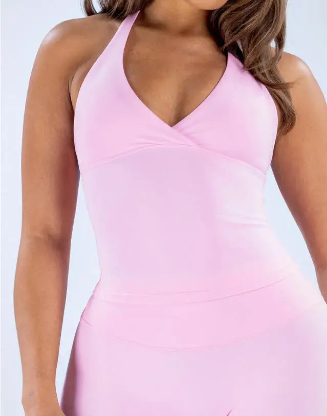 Pericic Origin Neckholder-Top für Damen, tiefer V-Ausschnitt, offener Rücken, Tanktop für Fitnessstudio, Laufweste, Pilates, Lauftraining, Fitnessbekleidung, Yoga-Top – Detail 15
